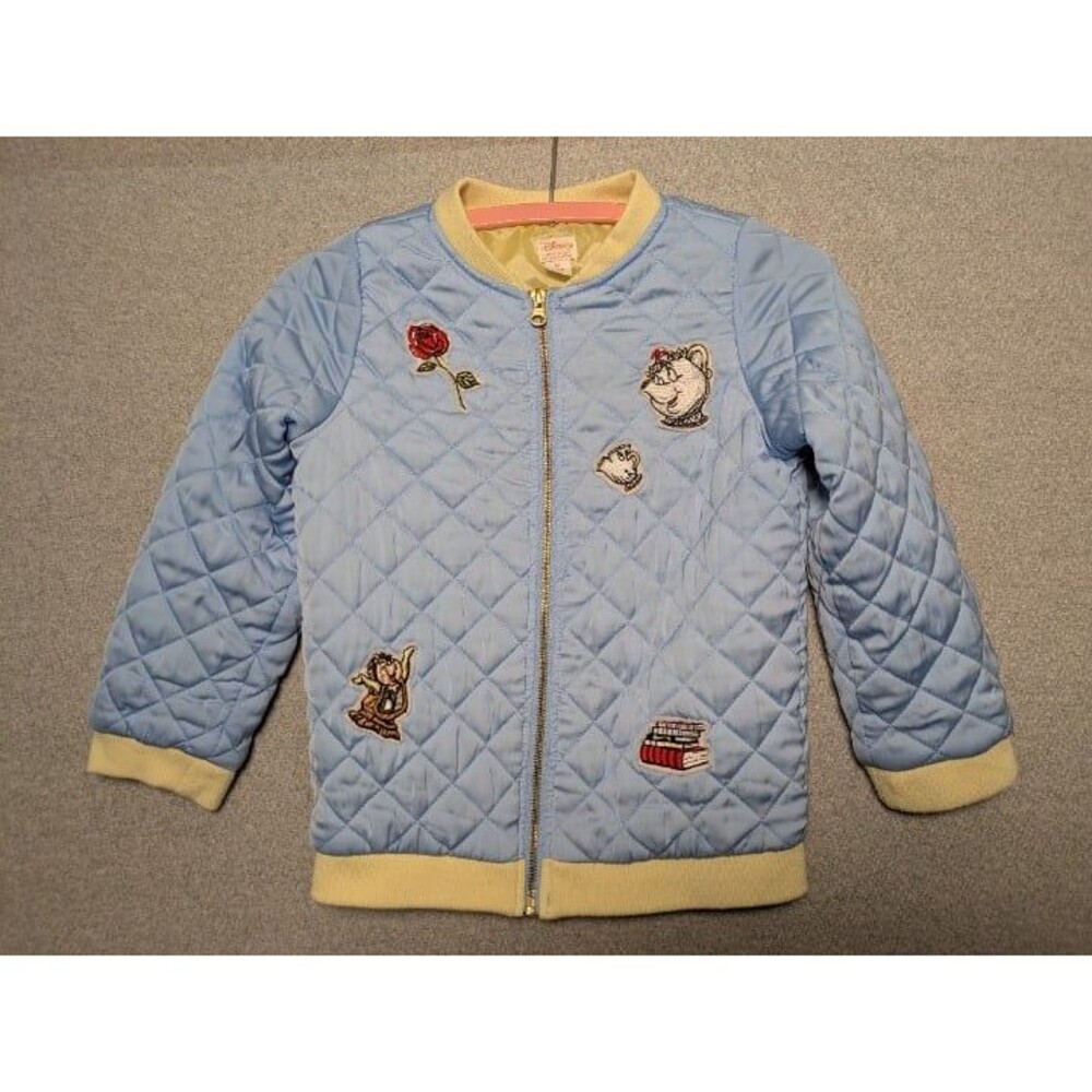 Disney Tutu Couture Beauty & the Beast Quilted Bomber Jacket Girls 10